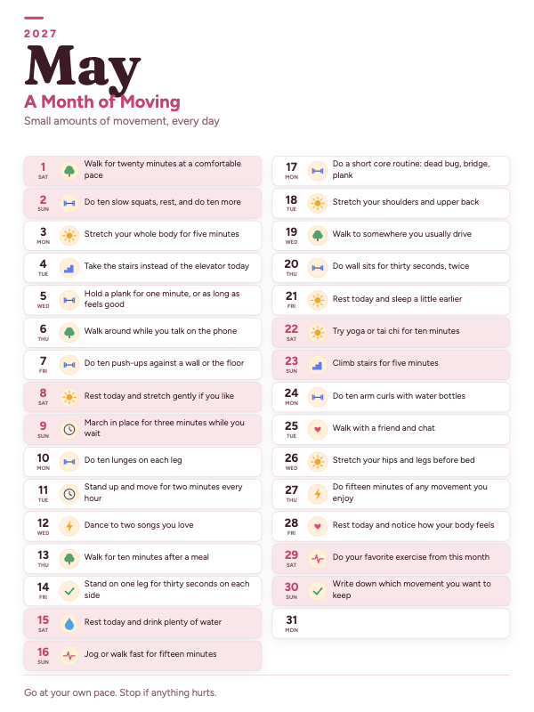 Movement Notes May 2027 printable calendar preview
